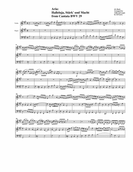 Aria: Halleluja, Stärk' und Macht from Cantata BWV 29 (arrangement for violin and organ)