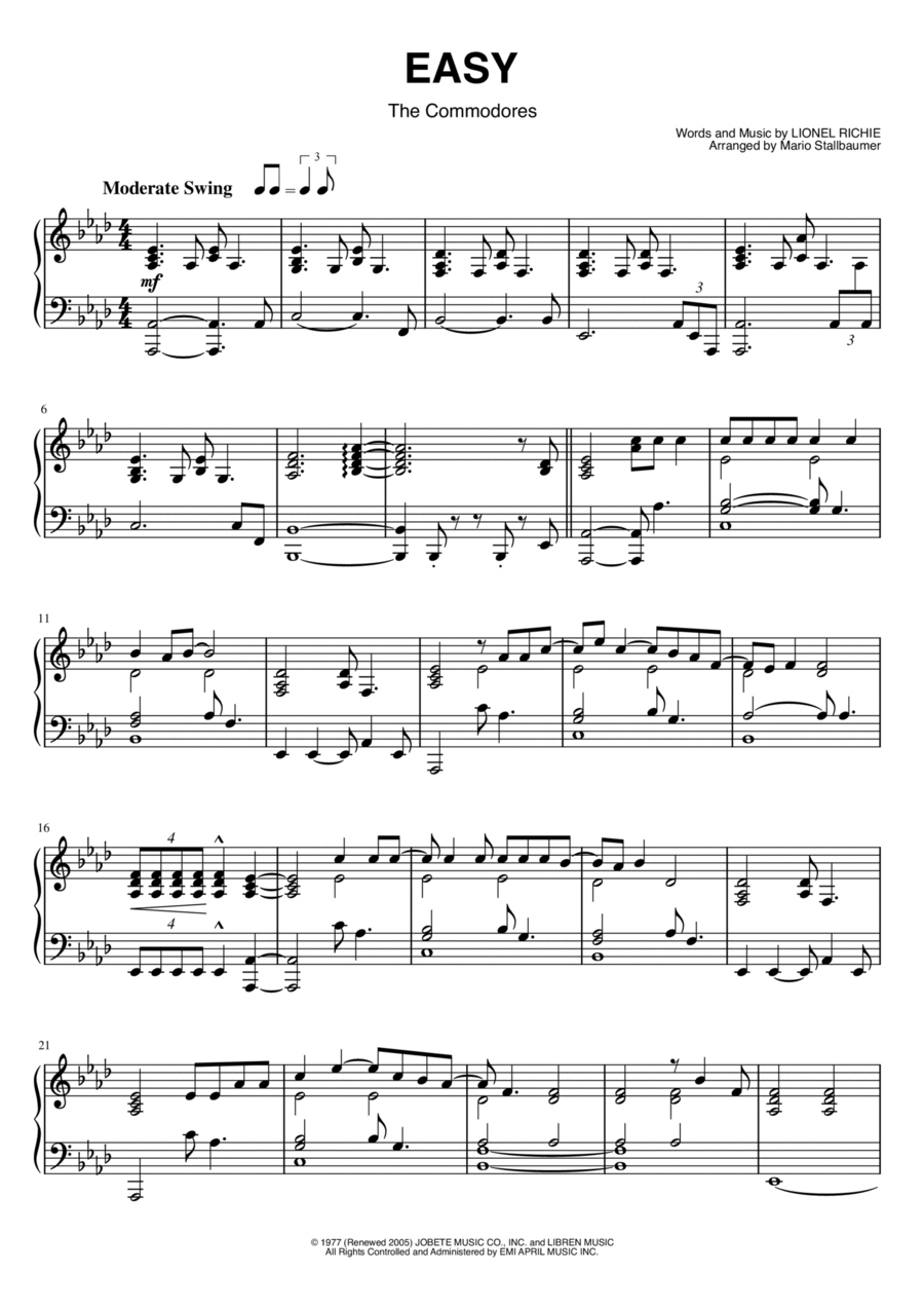Easy Piano Solo scores gallery preview page 1