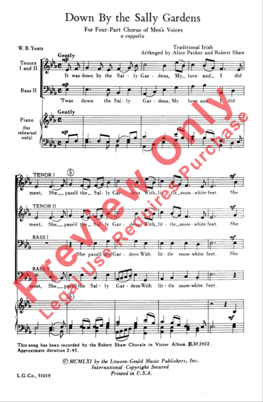 Down by the Sally Gardens Men's Choir scores gallery preview page 2