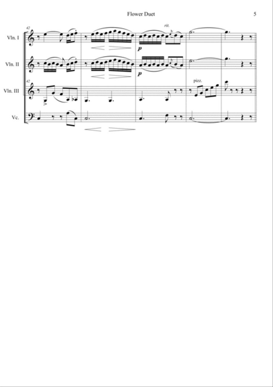 Flower Duet (from Opera Lakmé) Short Version in C String Quartet scores gallery preview page 5