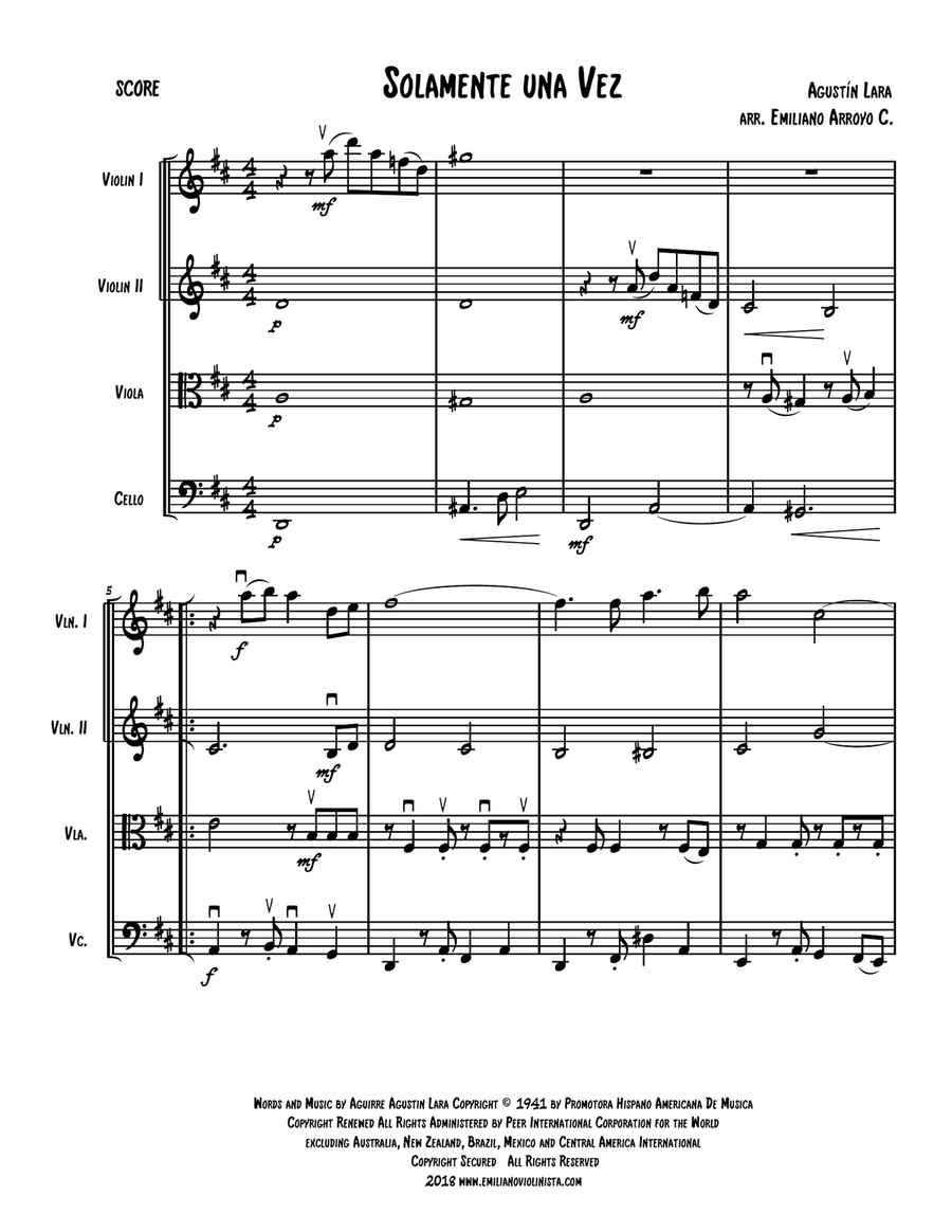 Solamente Una Vez String Quartet scores gallery preview page 2