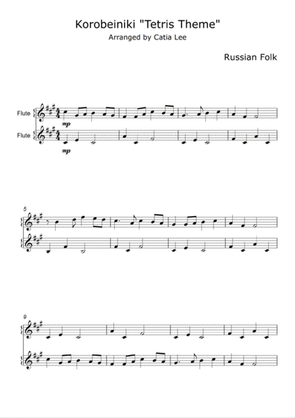 Korobeiniki Tetris theme for Flute Duet - A major image number null