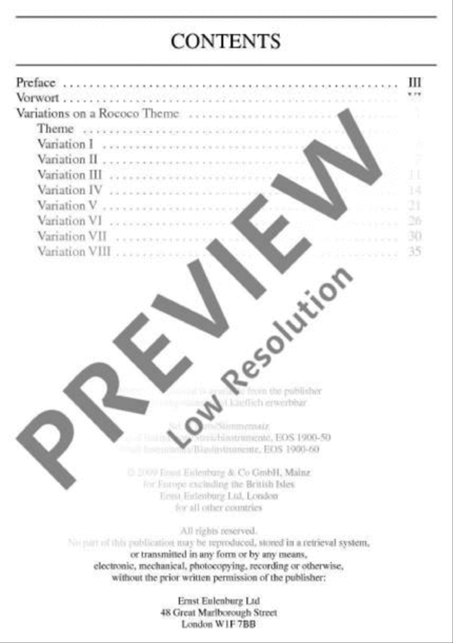 Variations on a Rococo Theme for Cello and Orchestra Orchestra scores gallery preview page 3