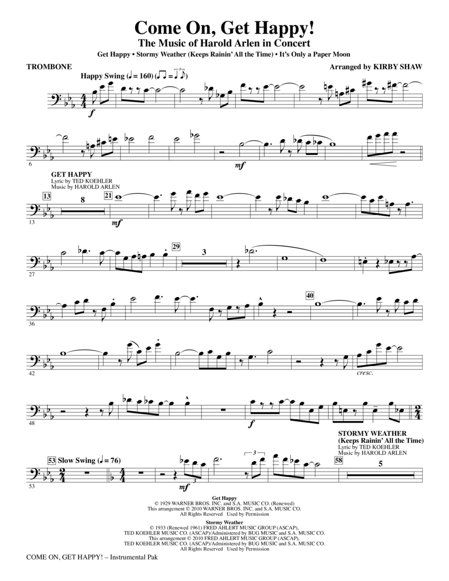 Come On, Get Happy! The Music Of Harold Arlen In Concert (Medley) - Trombone Choir scores gallery preview page 1