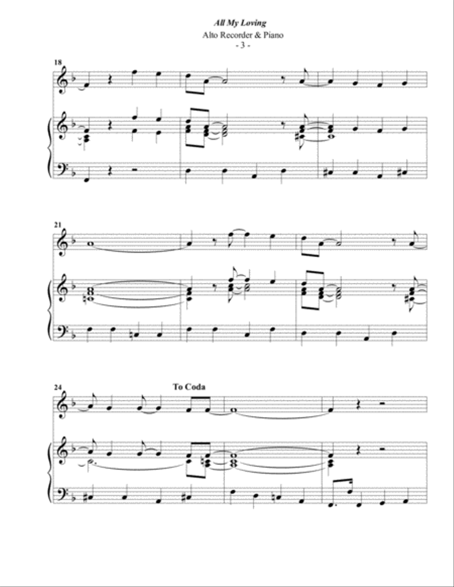 All My Loving Piano scores gallery preview page 3
