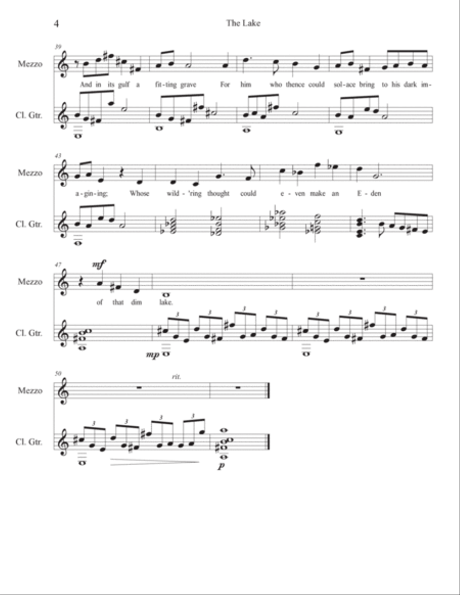 FOUR SETTINGS BY EDGAR ALLAN POE for mezzo-soprano and guitar Chamber Music scores gallery preview page 6