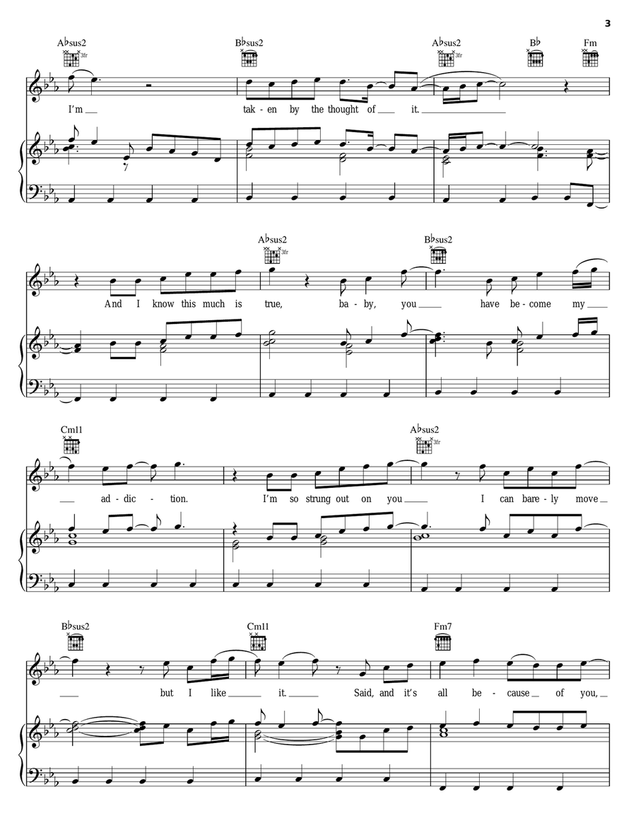Because Of You Piano, Vocal, Guitar scores gallery preview page 3