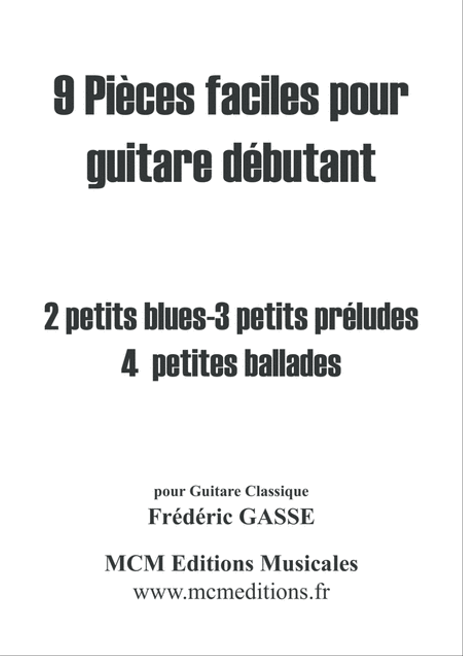 9 Pièces faciles pour Guitare débutant Guitar Solo scores gallery preview page 1
