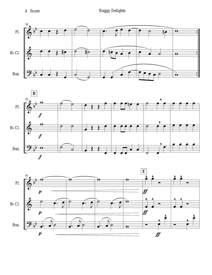 Buggy Delights for Flute, Clarinet, and Bassoon Trio Buggy Delights for Flute, Clarinet, and Bassoon Trio Woodwind Trio scores gallery preview page 4