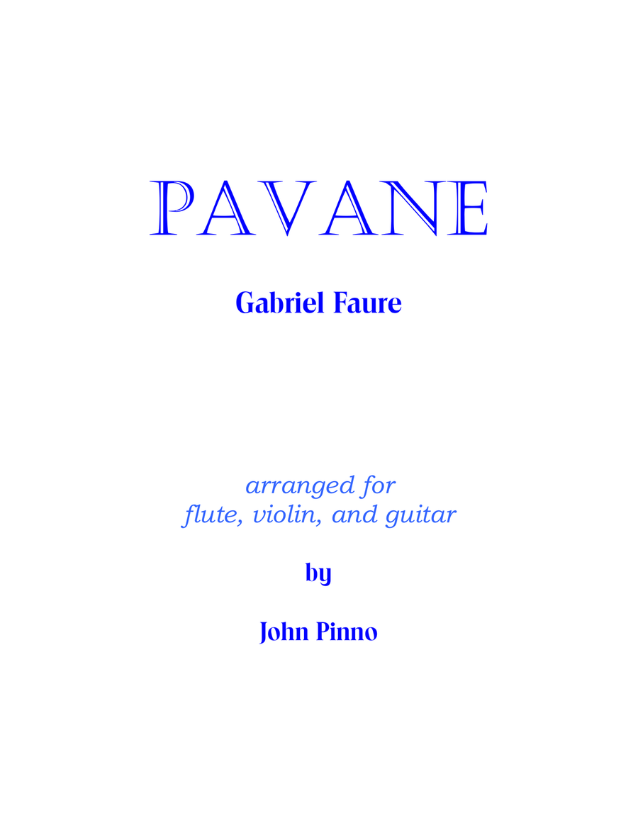 Faure: Pavane for flute, violin, and classical guitar Small Ensemble scores gallery preview page 1