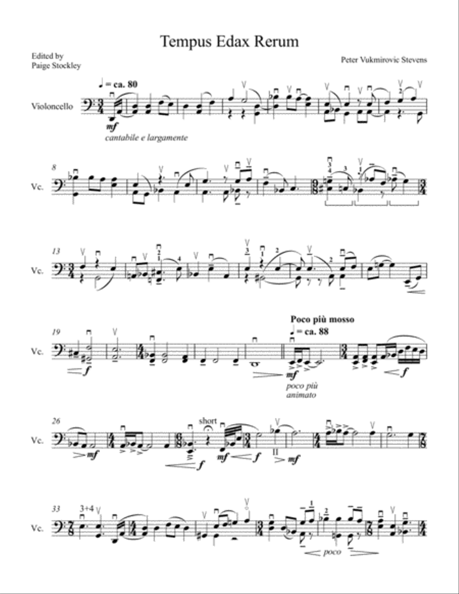 Tempus Edax Rerum Cello Solo scores gallery preview page 1