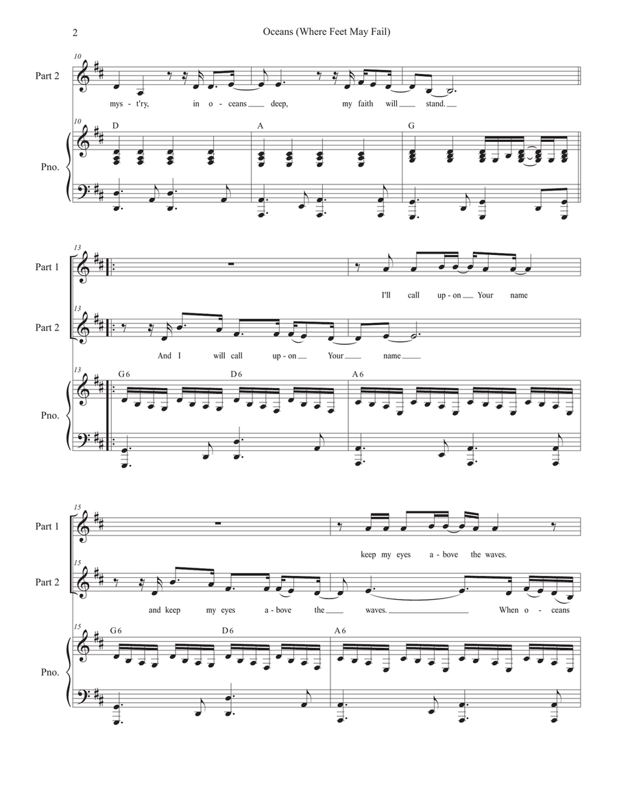 Oceans (where Feet May Fail) 2-Part scores gallery preview page 2