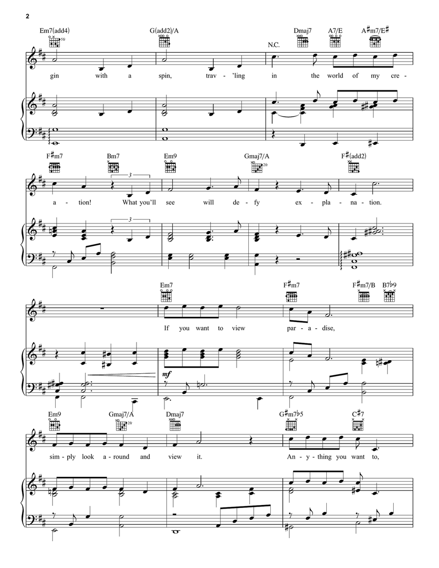 Pure Imagination Piano, Vocal, Guitar scores gallery preview page 2