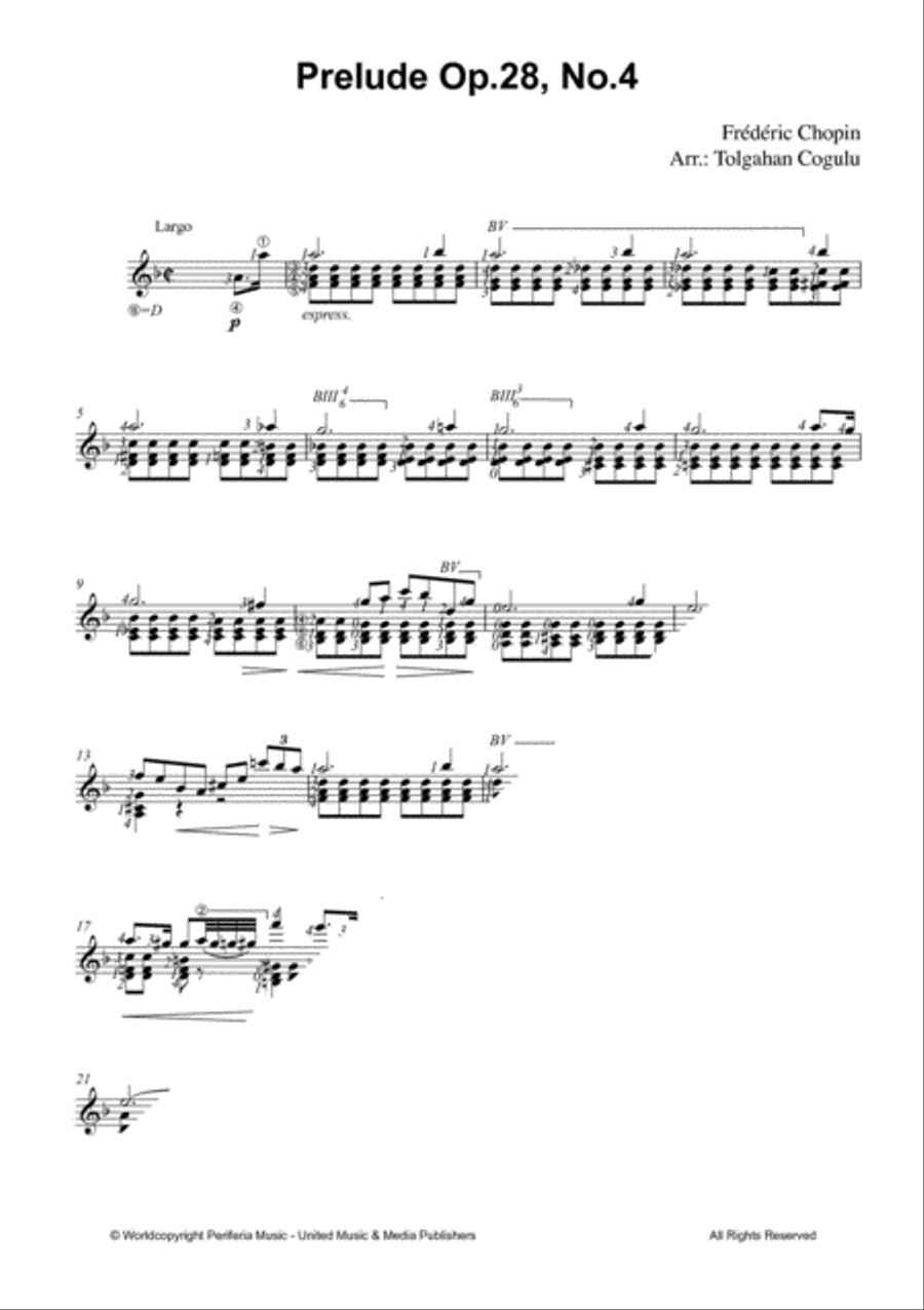 Prelude Op. 28, No. 4 for Guitar Solo Classical Guitar scores gallery preview page 2