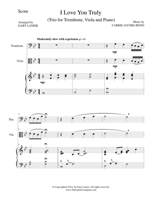 I LOVE YOU TRULY (Trio – Trombone, Viola, and Piano with Score and Parts)