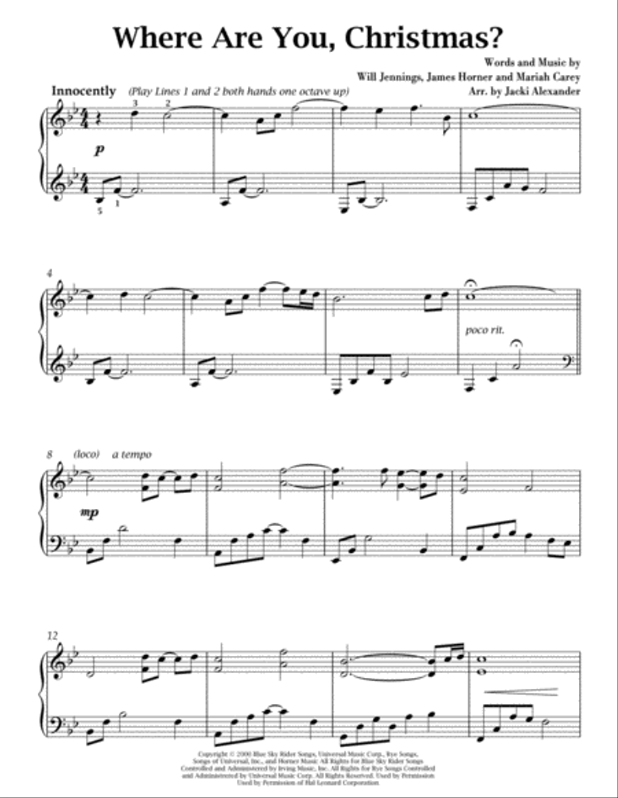 Where Are You Christmas? Piano Solo scores gallery preview page 2