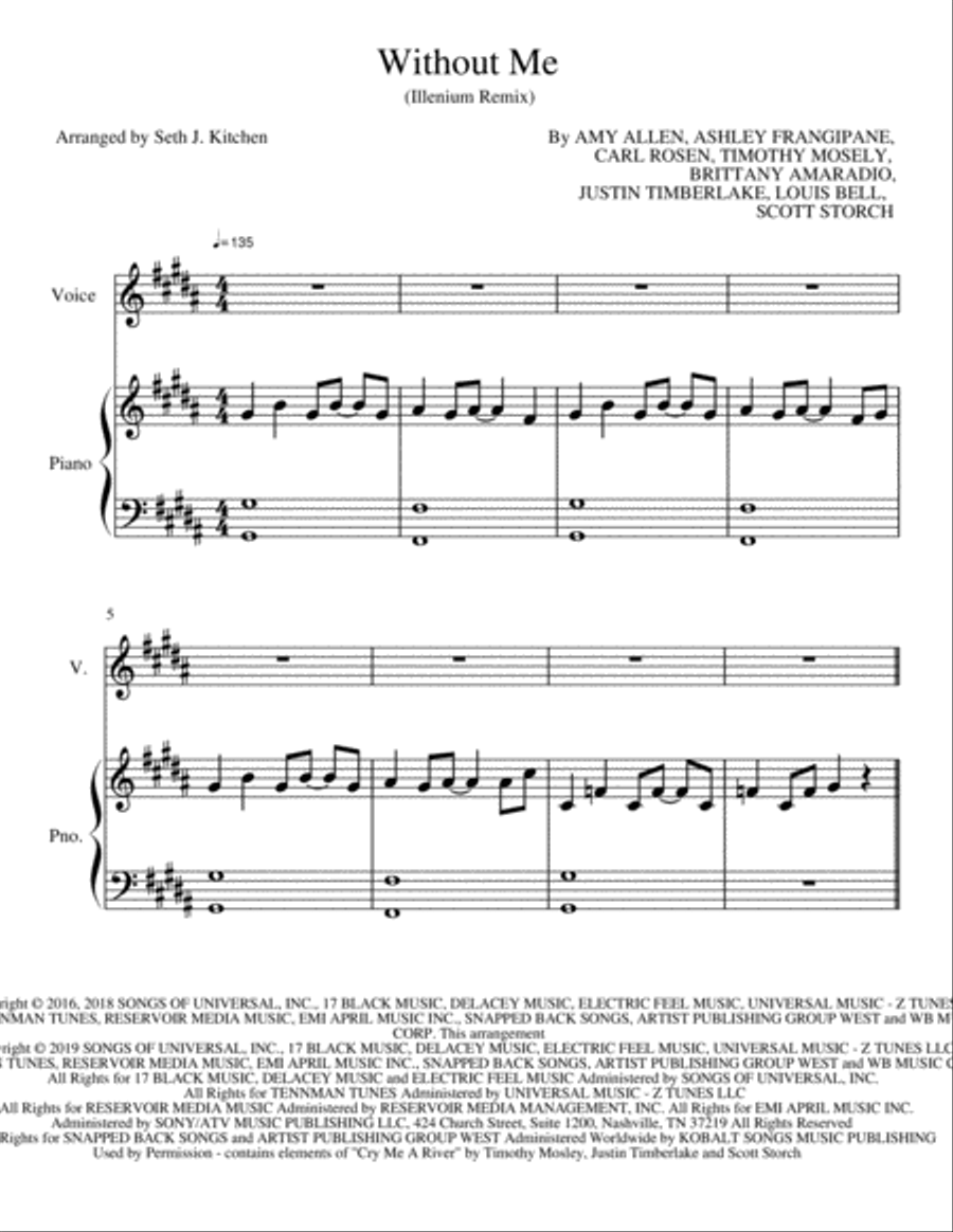 Without Me Voice scores gallery preview page 1