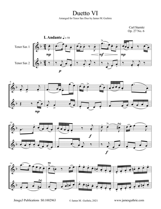 Stamitz: Duet Op. 27 No. 6 for Tenor Sax Duo