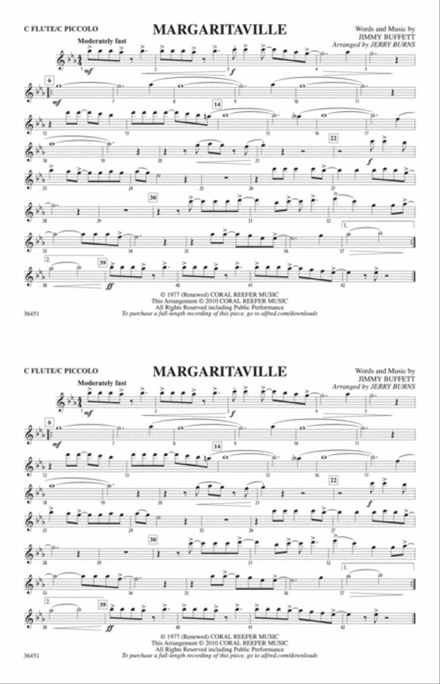 Margaritaville: Flute Marching Band scores gallery preview page 1