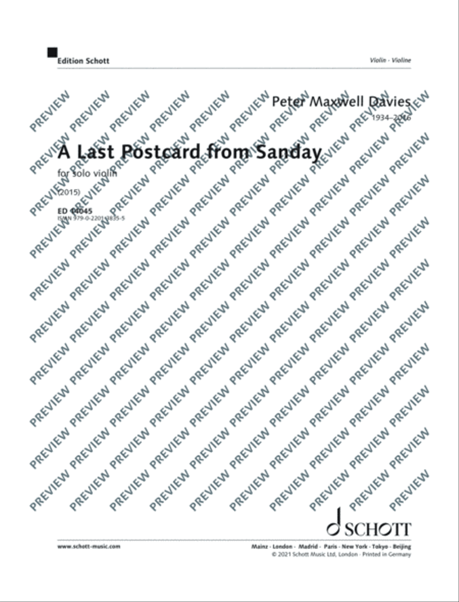 A Last Postcard from Sanday Violin Solo scores gallery preview page 2