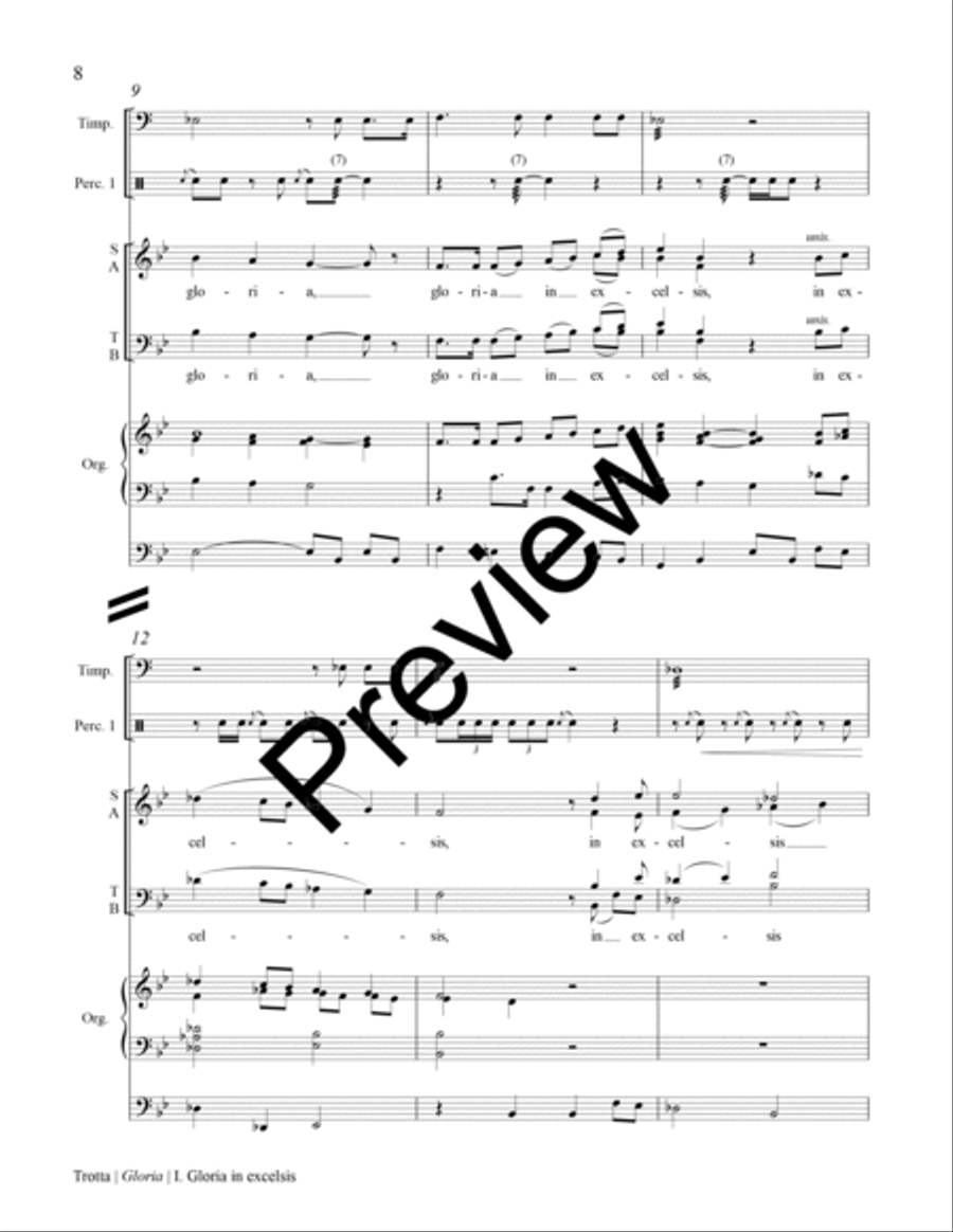 Gloria (Full Score for Organ, Brass, Percussion) Choir scores gallery preview page 11
