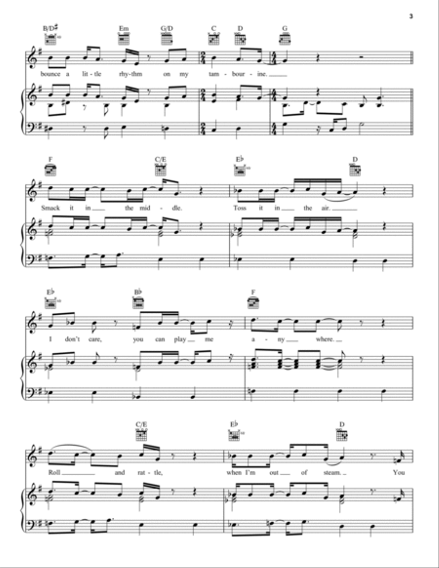 Tambourine Tambourine Piano, Vocal, Guitar scores gallery preview page 3
