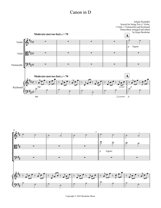 Canon in D (Pachelbel) (D) (String Trio - 1 Violin, 1 Viola, 1 Cello), Keyboard)