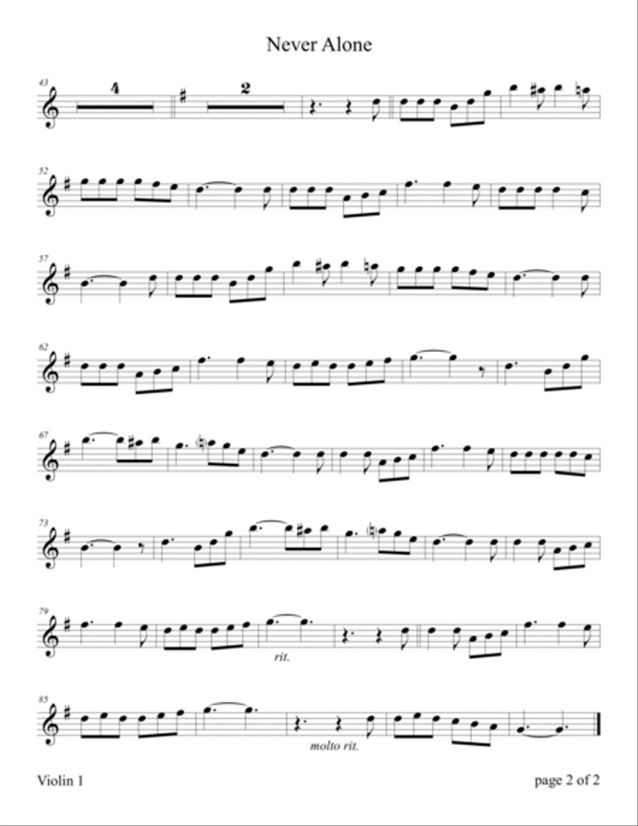 Never Alone (for Violin Duet with Piano Accompaniment) Flute scores gallery preview page 3