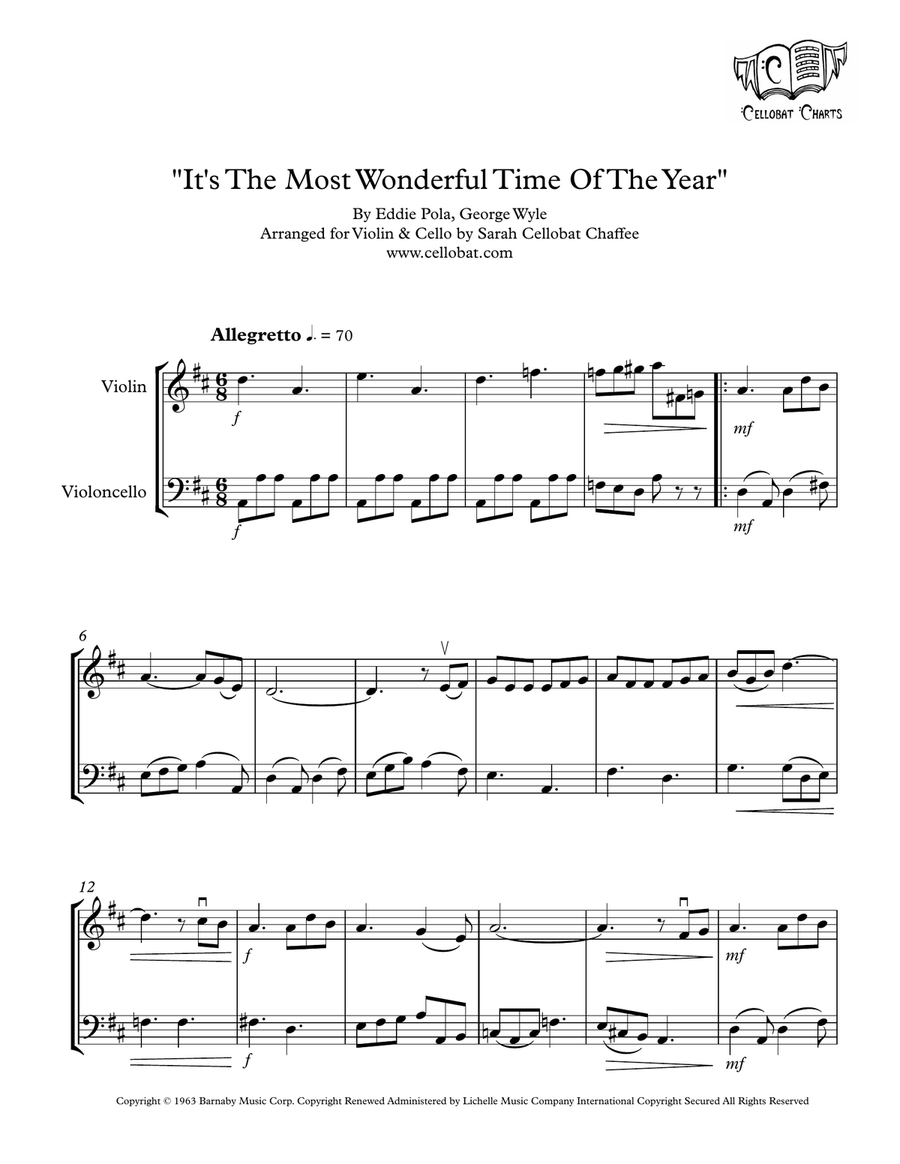 The Most Wonderful Time Of The Year String Duet scores gallery preview page 1