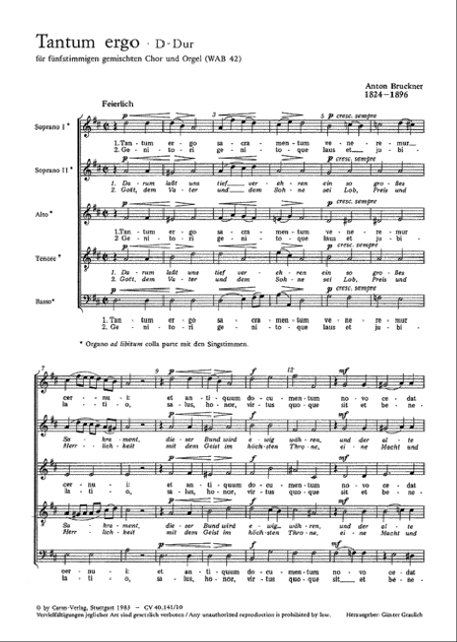 Bruckner: Tantum ergo; Goicoechea: Christus factus est Collection / Songbook scores gallery preview page 1