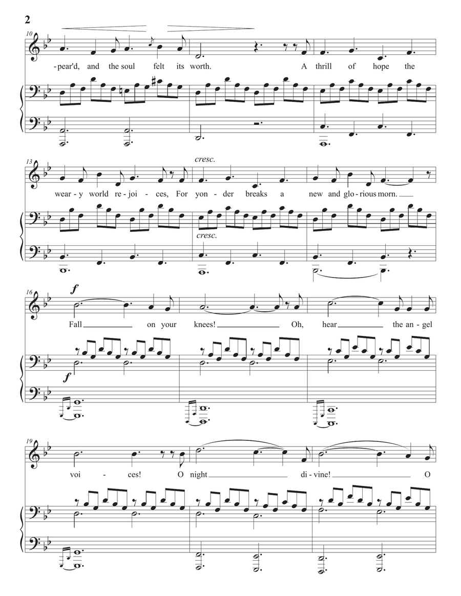 ADAM: O Holy Night (transposed to B-flat major) Piano, Vocal scores gallery preview page 3