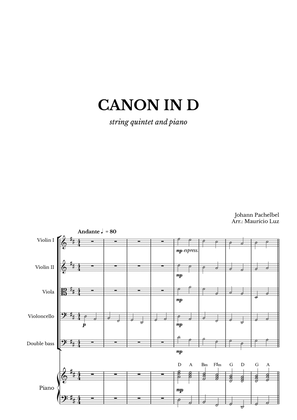 Book cover for Canon in D for String Quintet and Piano with chords