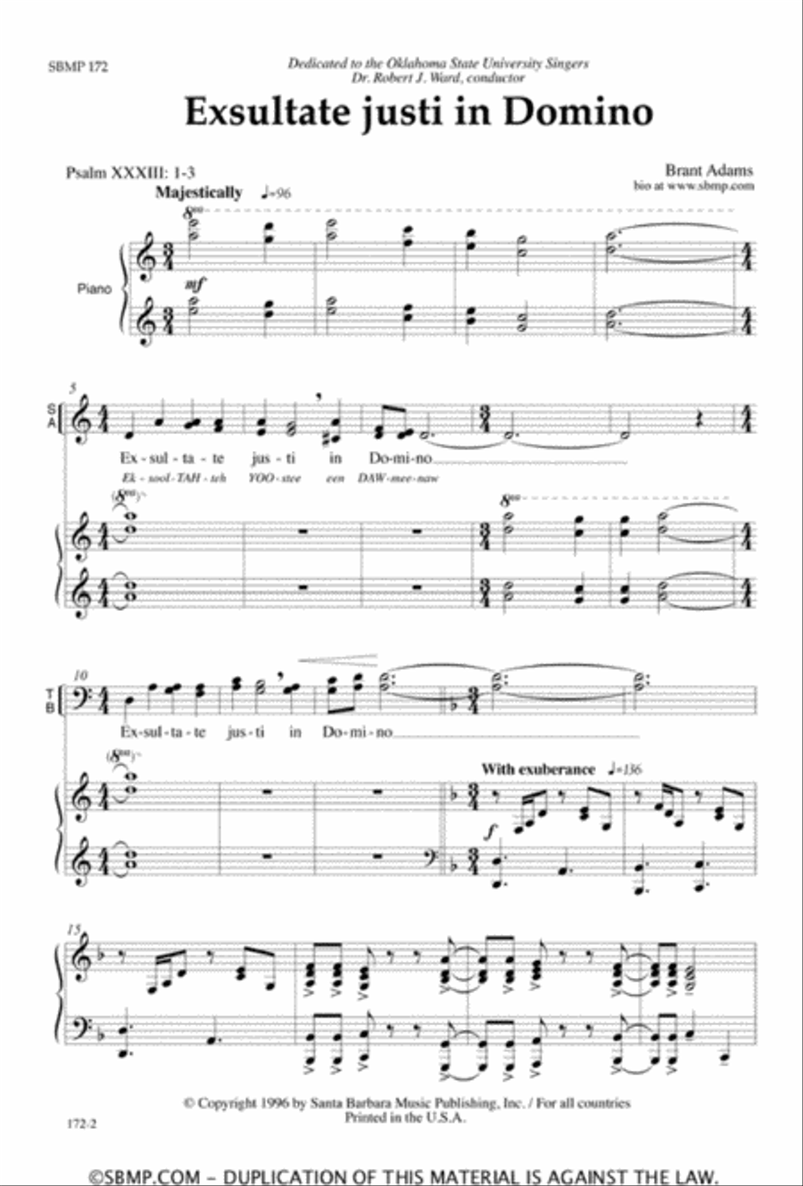 Exsultate Justi in Domino 4-Part scores gallery preview page 2