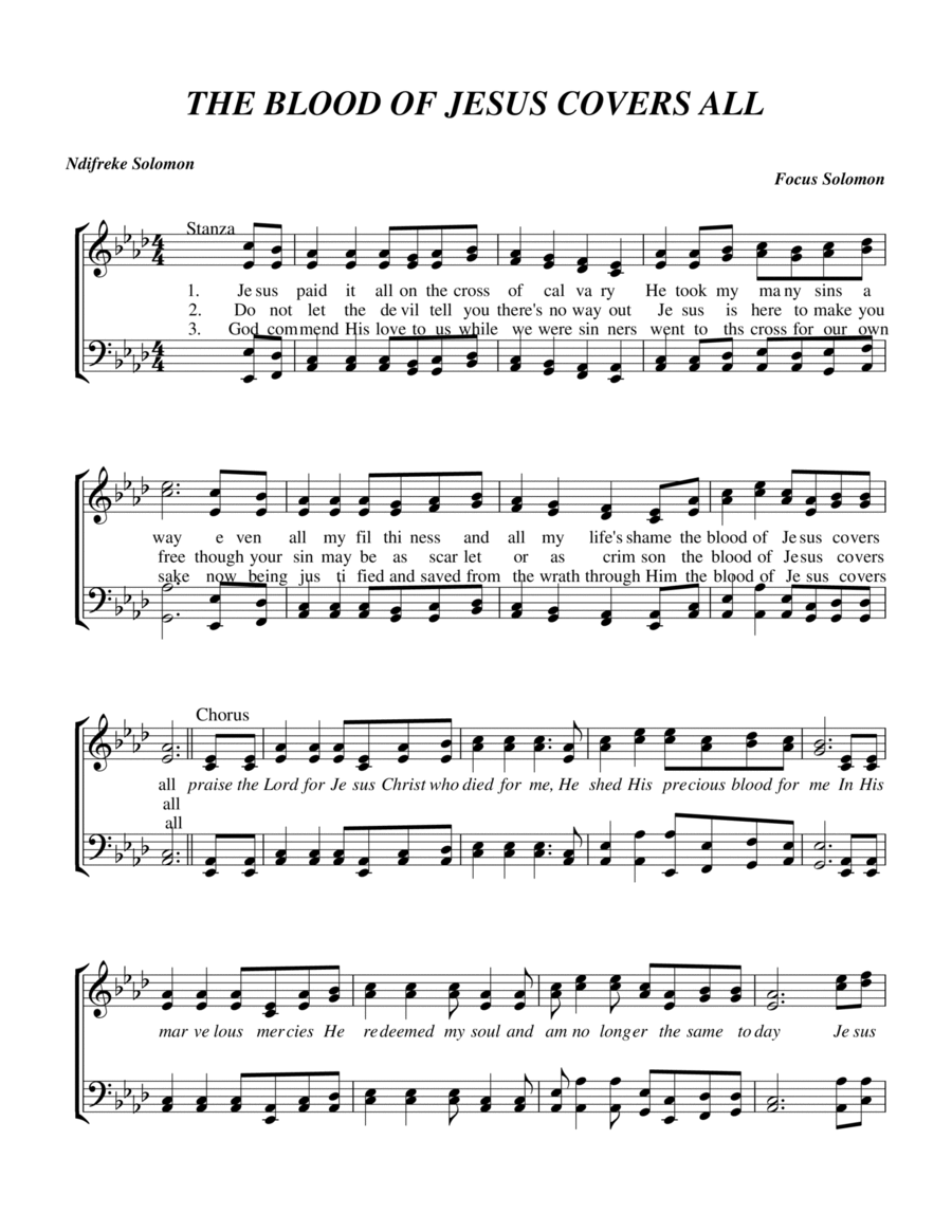 The blood of Jesus covers all 4-Part scores gallery preview page 1