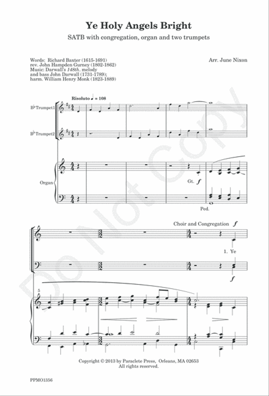 Ye Holy Angels Bright 4-Part scores gallery preview page 3