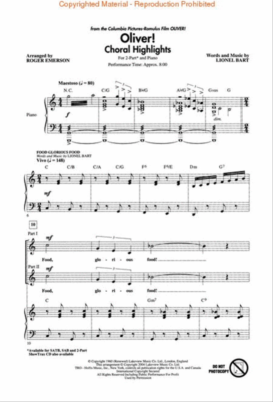 Oliver! (Choral Highlights) 2-Part scores gallery preview page 2