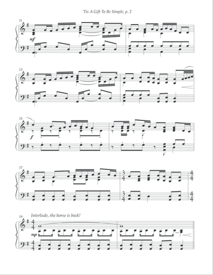 'Tis A Gift To Be Simple (Simple Gifts) Piano Solo scores gallery preview page 3