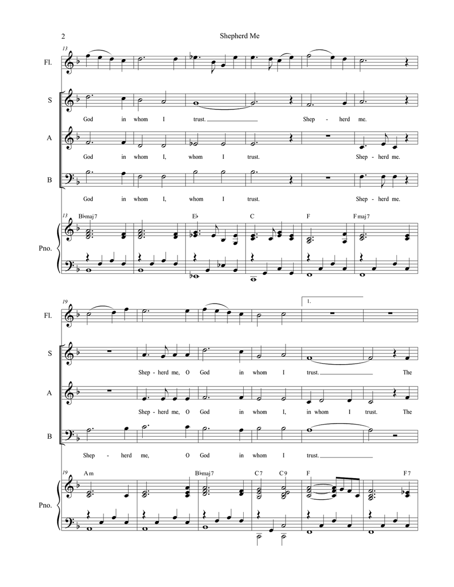 Shepherd Me (SAB) 3-Part scores gallery preview page 2