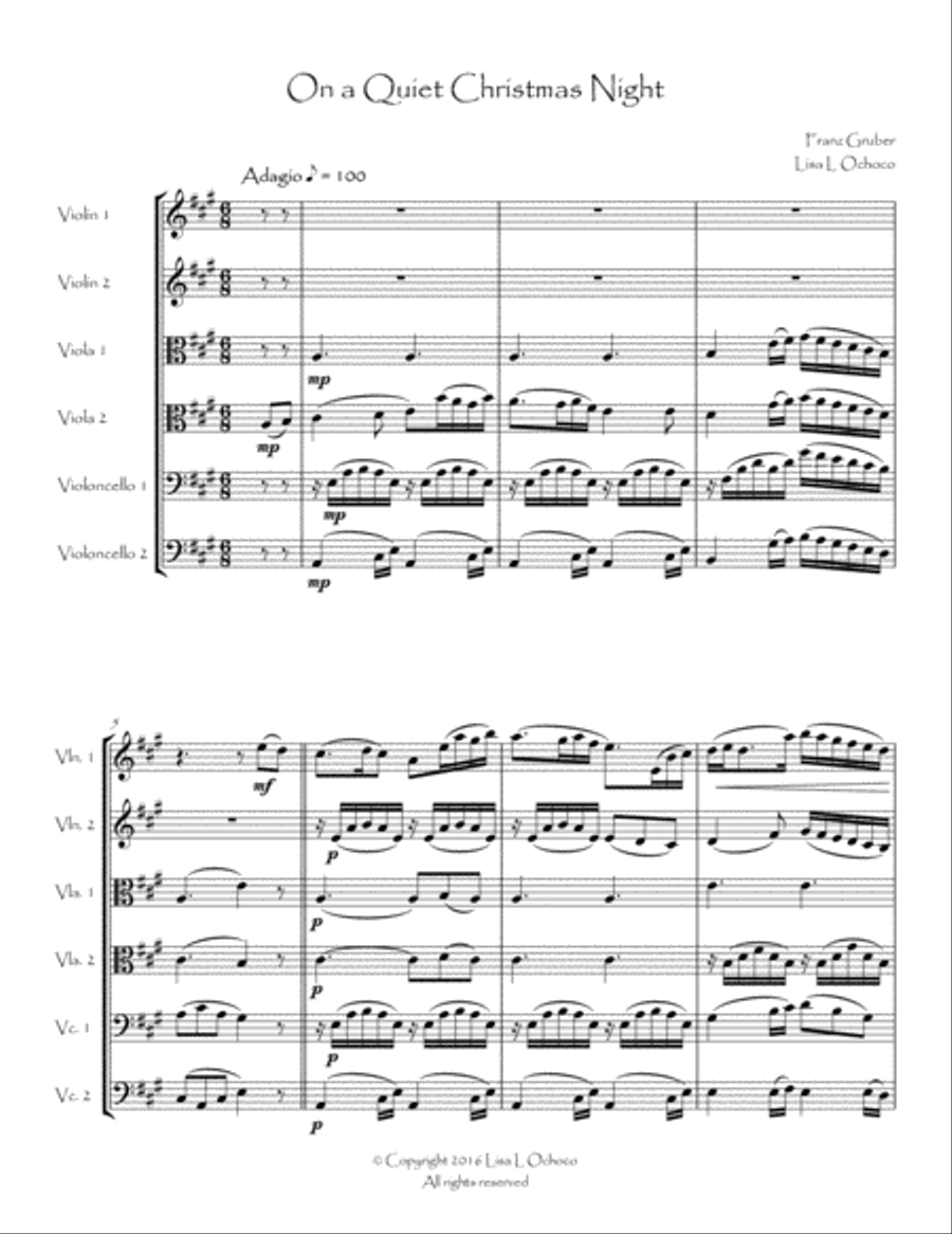 On a Quiet Christmas Night for String Sextet (2 Vln, 2 Vla, & 2 Cellos) String Orchestra scores gallery preview page 3
