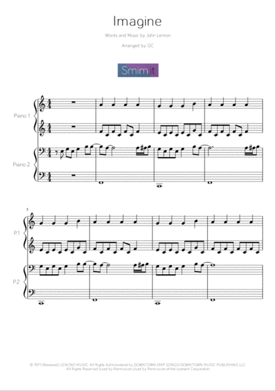 Imagine Easy Piano scores gallery preview page 1