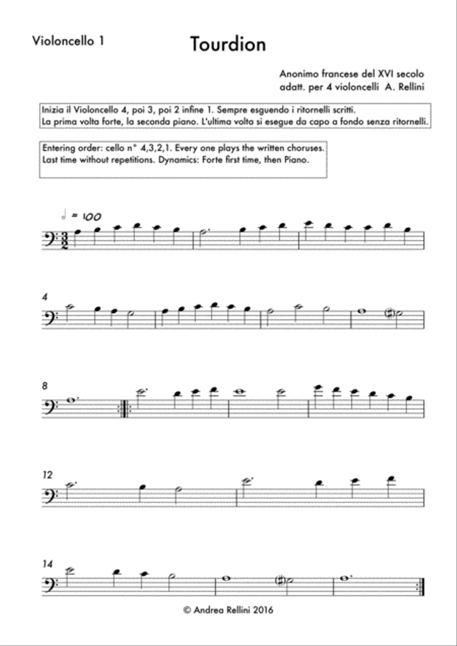 Tourdion (4 Cellos) Tourdion (4 Cellos) String Quartet scores gallery preview page 2