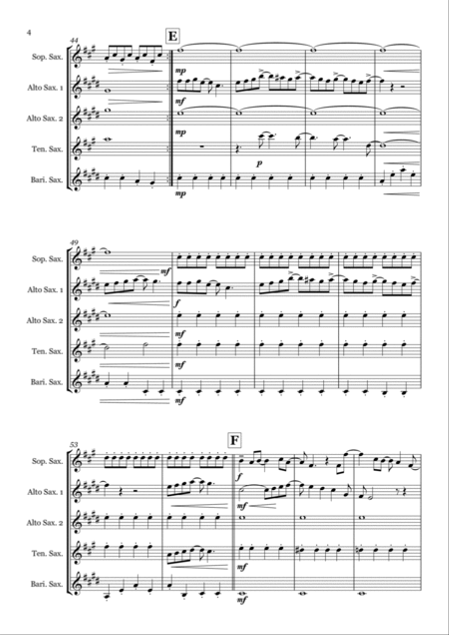 Eleanor Rigby Saxophone Quintet scores gallery preview page 4