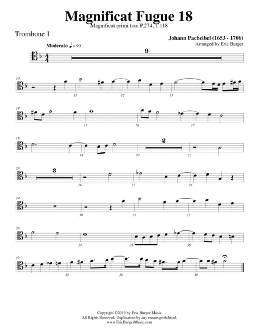 Magnificat Fugue No. 18 for Trombone or Low Brass Quartet