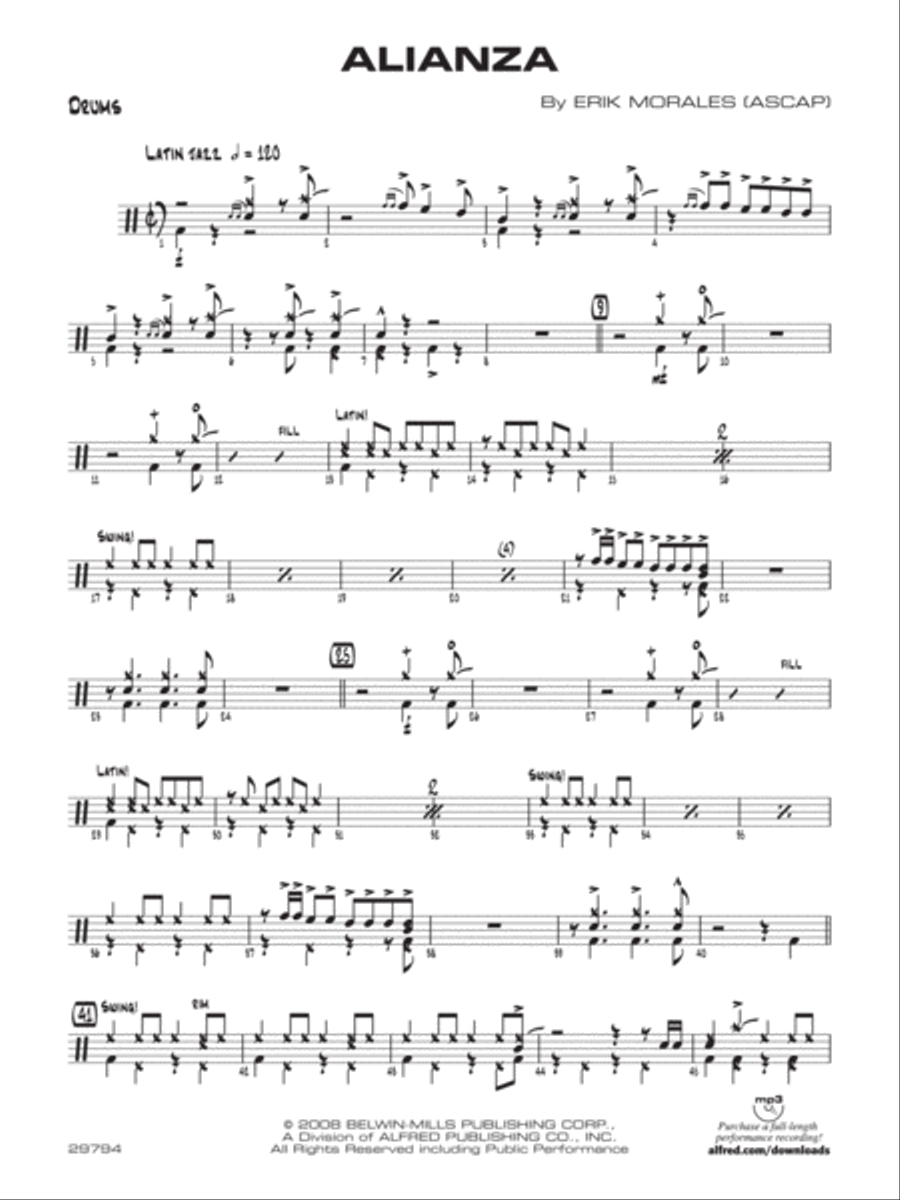 Alianza: Drums Jazz Ensemble scores gallery preview page 1