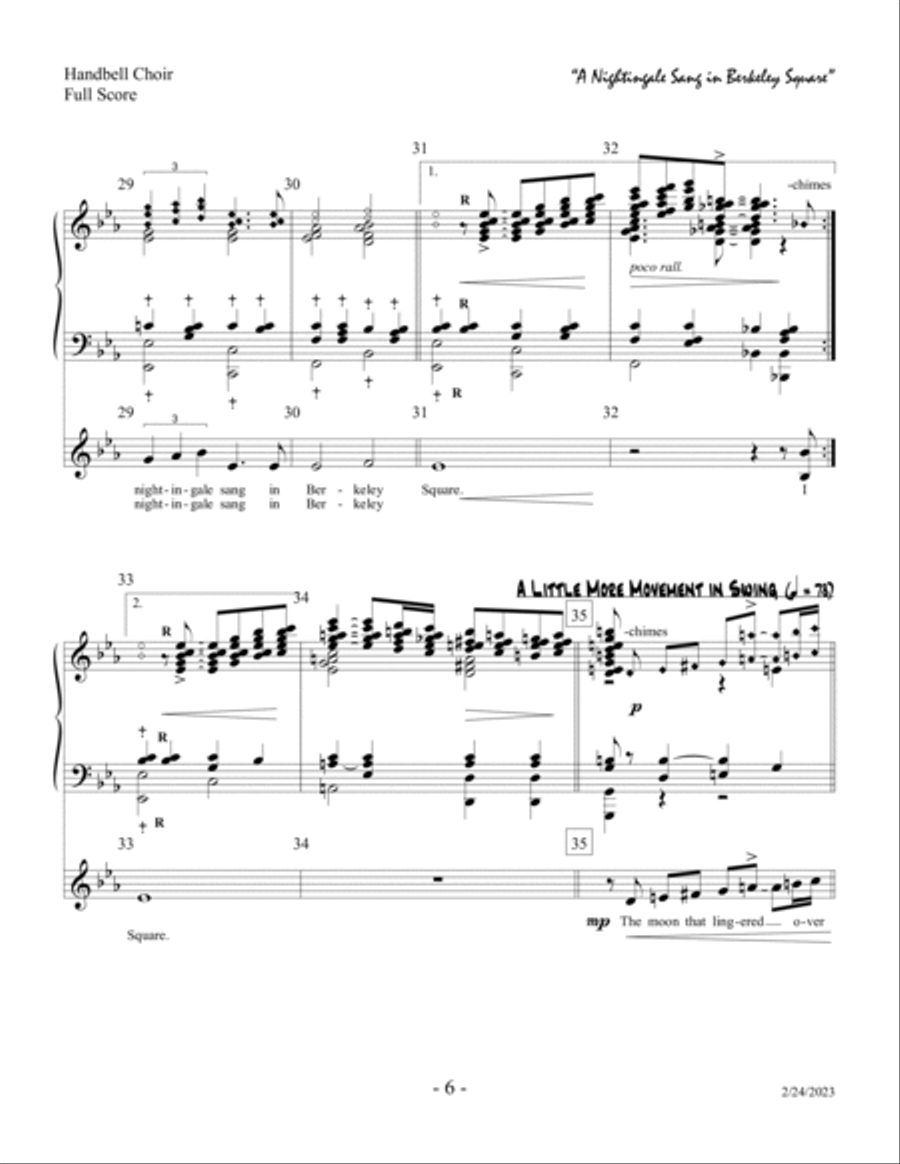 A Nightingale Sang in Berkeley Square (Voice) Handbell Choir scores gallery preview page 6