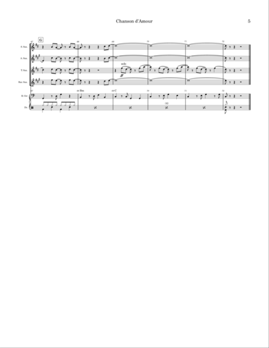 Chanson D'amour Saxophone Quartet scores gallery preview page 5