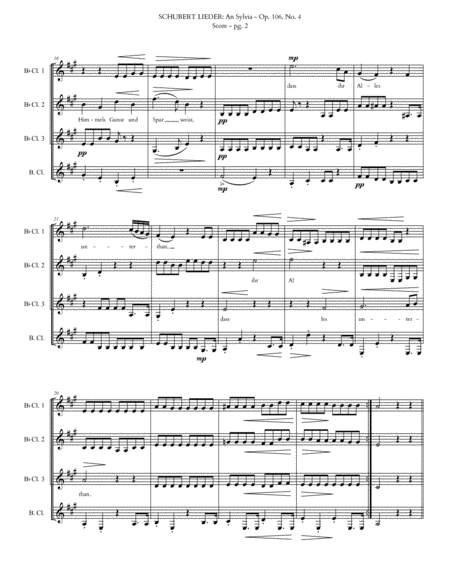 Schubert Lieder for Clarinet Quartet