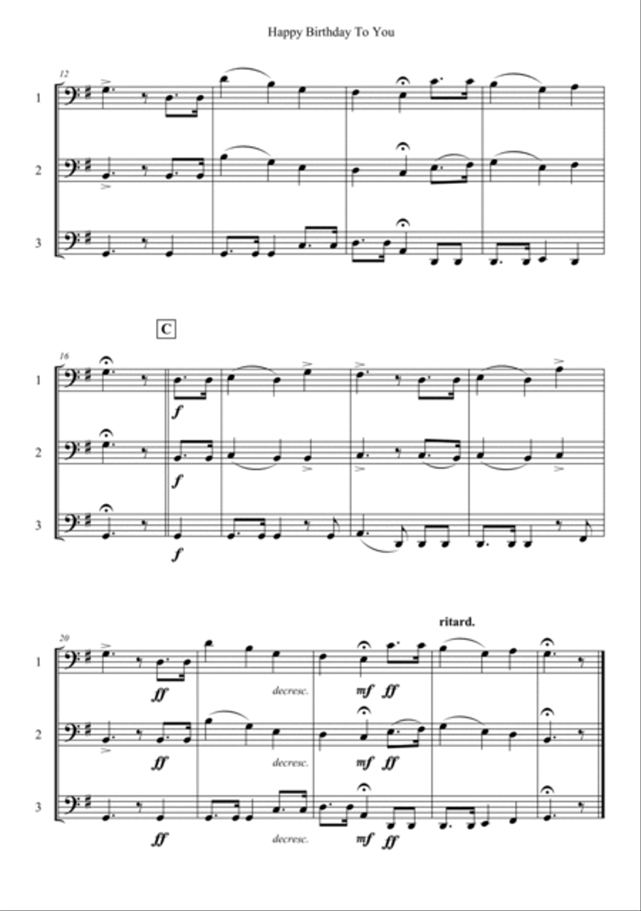 Happy Birthday To You Woodwind Trio scores gallery preview page 2