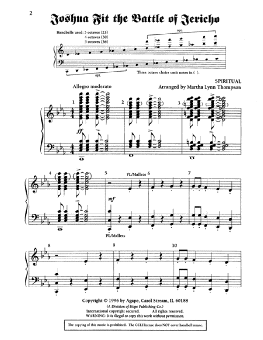 Joshua Fit the Battle of Jericho 5-Octaves scores gallery preview page 2