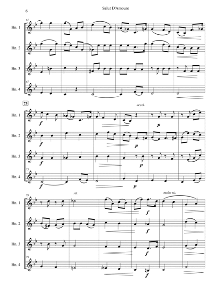 Salut De'Amoure (Liebesgruss) Brass Quartet scores gallery preview page 6